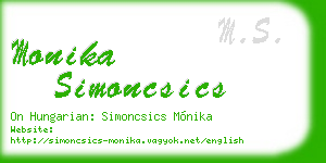 monika simoncsics business card